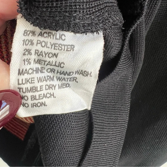 EXCLUSIVELY MISOOK Knit Cardigan Jacket Metallic Mosaic Zip Front Pockets XL - Picture 10 of 12